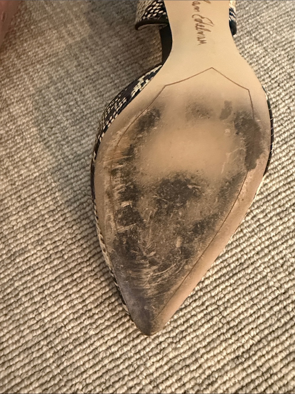 Sam Edelman Black & Cream Snake-Print D'Orsay Pointed-Toe Heels - Picture 5 of 5